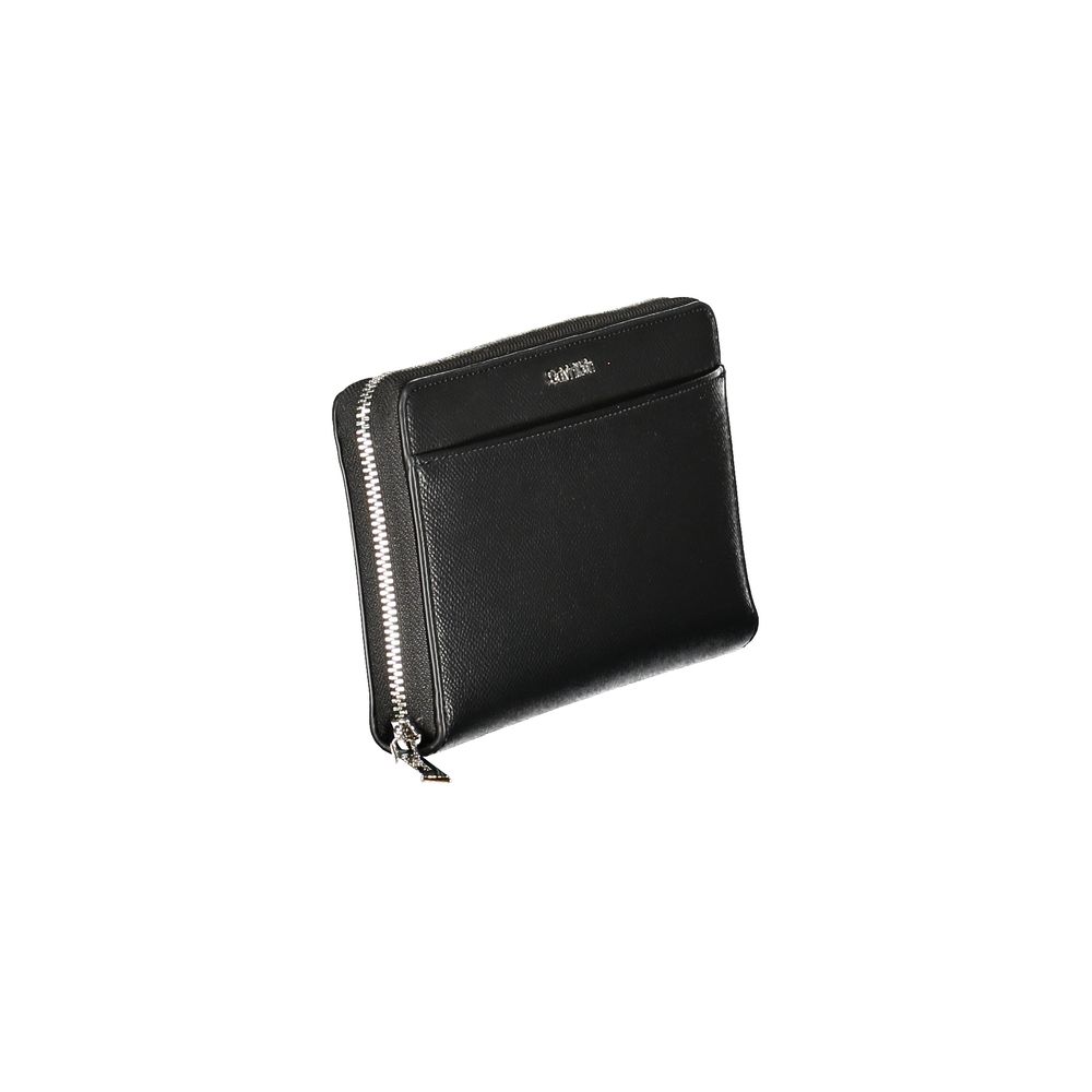 Calvin Klein Black Recycled Polyester Wallet With Contrasting Details For Eco Conscious Modern Style by Calvin Klein
