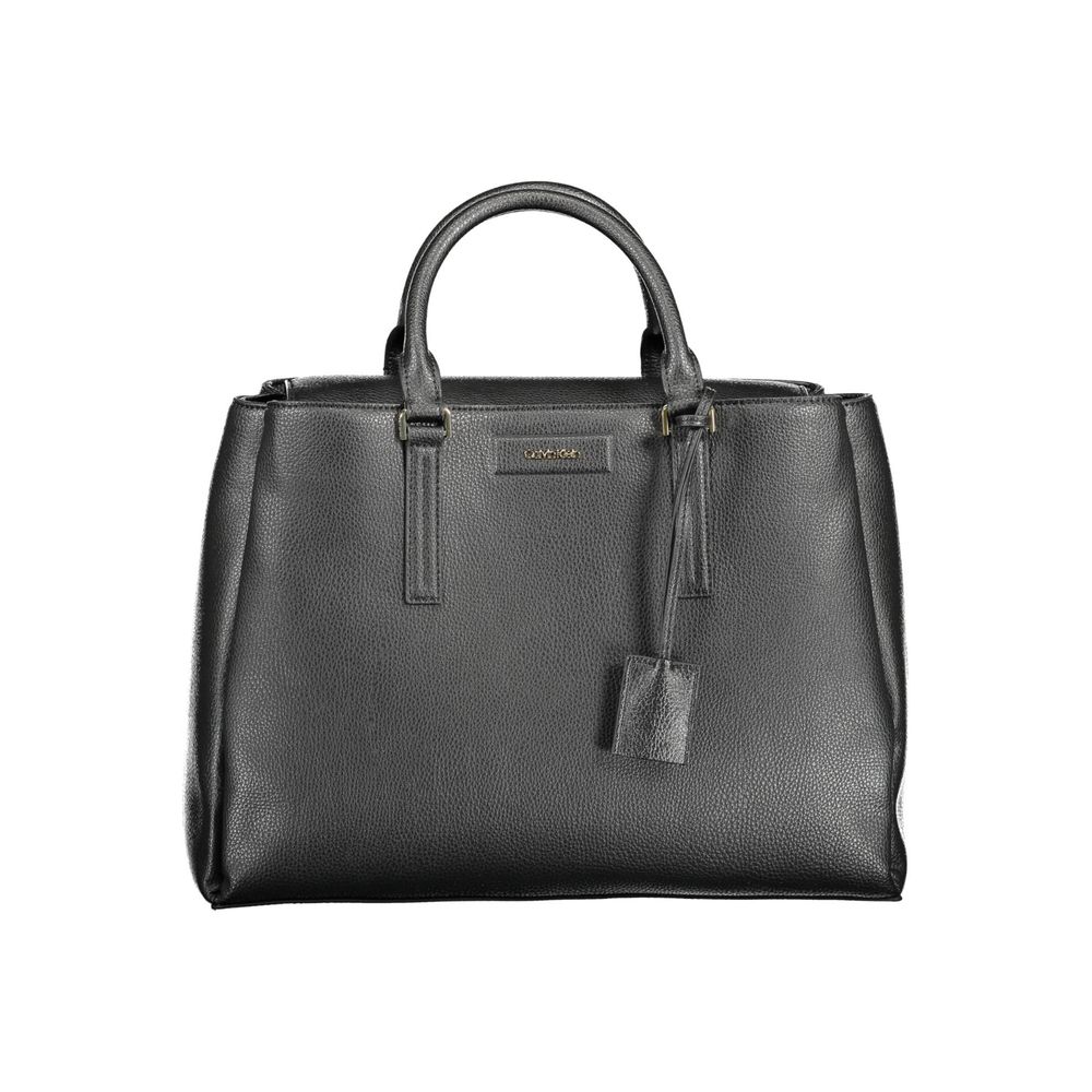 Calvin Klein Recycled Polyester Handbag Black With Dual Handles And Removable Shoulder Strap by Calvin Klein