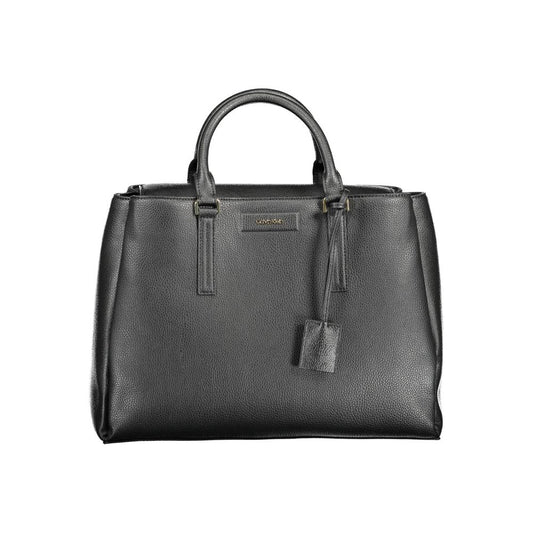 Calvin Klein Recycled Polyester Handbag Black With Dual Handles And Removable Shoulder Strap by Calvin Klein
