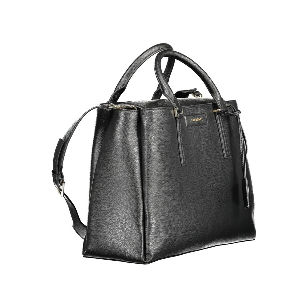 Calvin Klein Recycled Polyester Handbag Black With Dual Handles And Removable Shoulder Strap by Calvin Klein