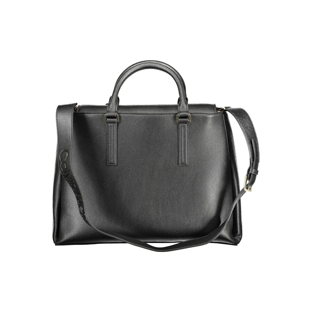 Calvin Klein Recycled Polyester Handbag Black With Dual Handles And Removable Shoulder Strap by Calvin Klein