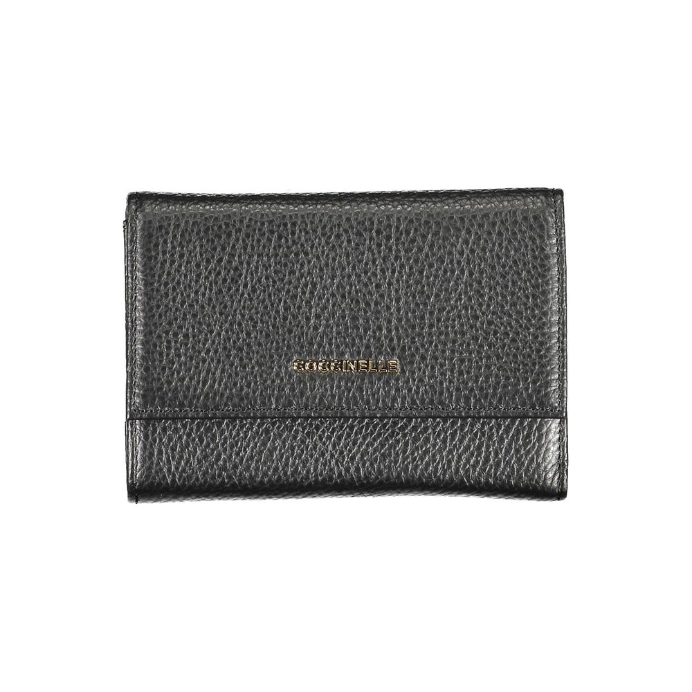 Coccinelle Italian Leather Wallet Three Compartments External Coin Pocket With Secure Zip And Snap Closure Exclusive by Coccinelle