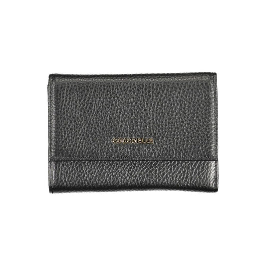 Coccinelle Italian Leather Wallet Three Compartments External Coin Pocket With Secure Zip And Snap Closure Exclusive by Coccinelle