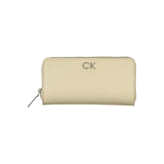 Beige RFID Blocking Wallet For Women With Card Holder And Secure Data Protection by Calvin Klein