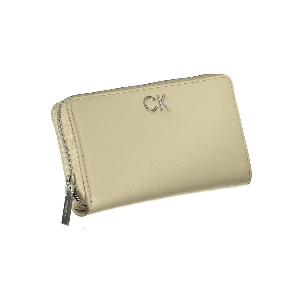 Beige RFID Blocking Wallet For Women With Card Holder And Secure Data Protection by Calvin Klein