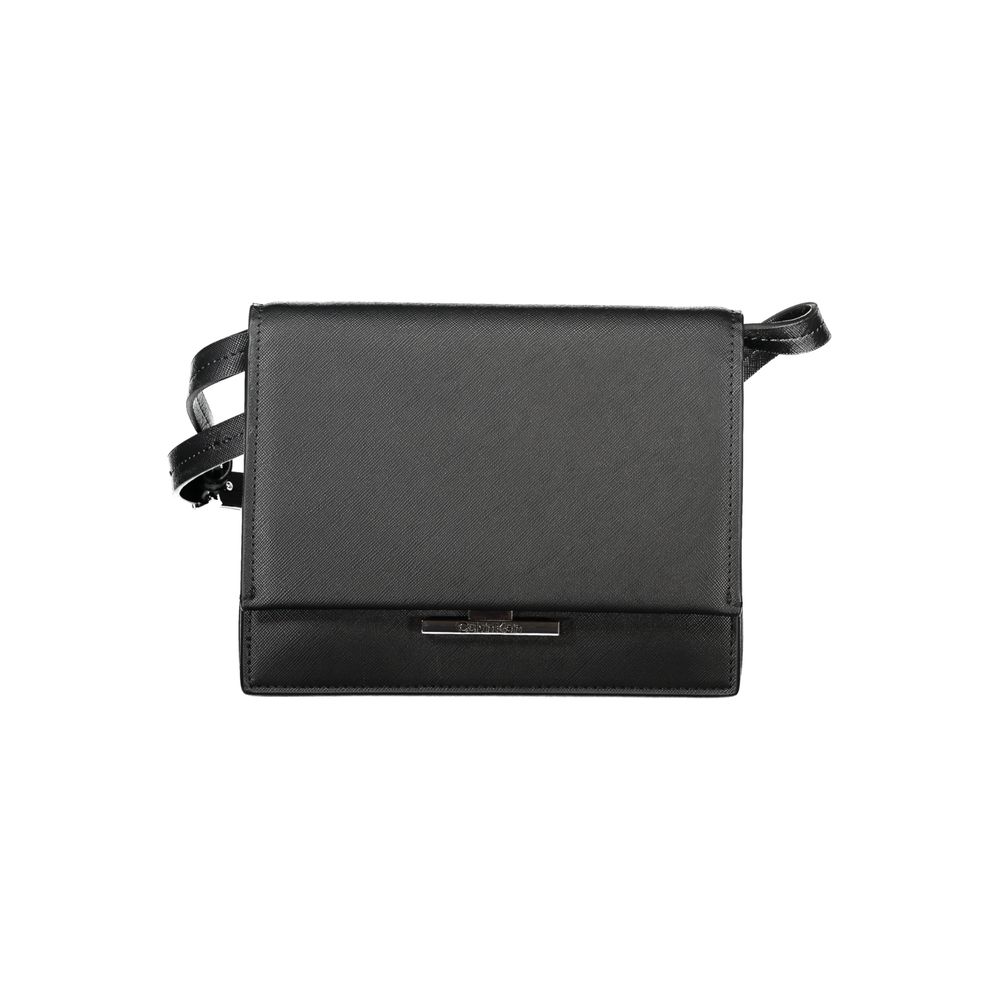Black crossbody bag on a white background