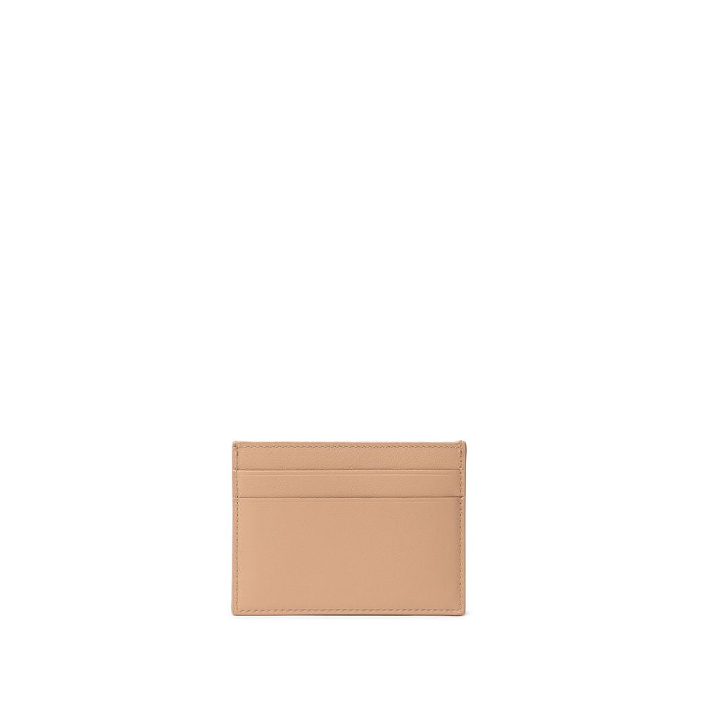 Balenciaga Dark Beige Leather Card Holder With Gold Logo On Front And Four Compartments by Balenciaga