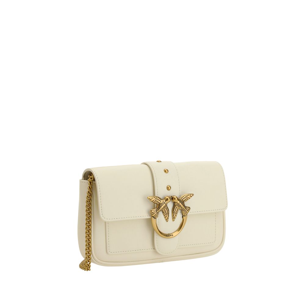 PINKO White Calf Leather Bos Taurus Shoulder Bag by PINKO