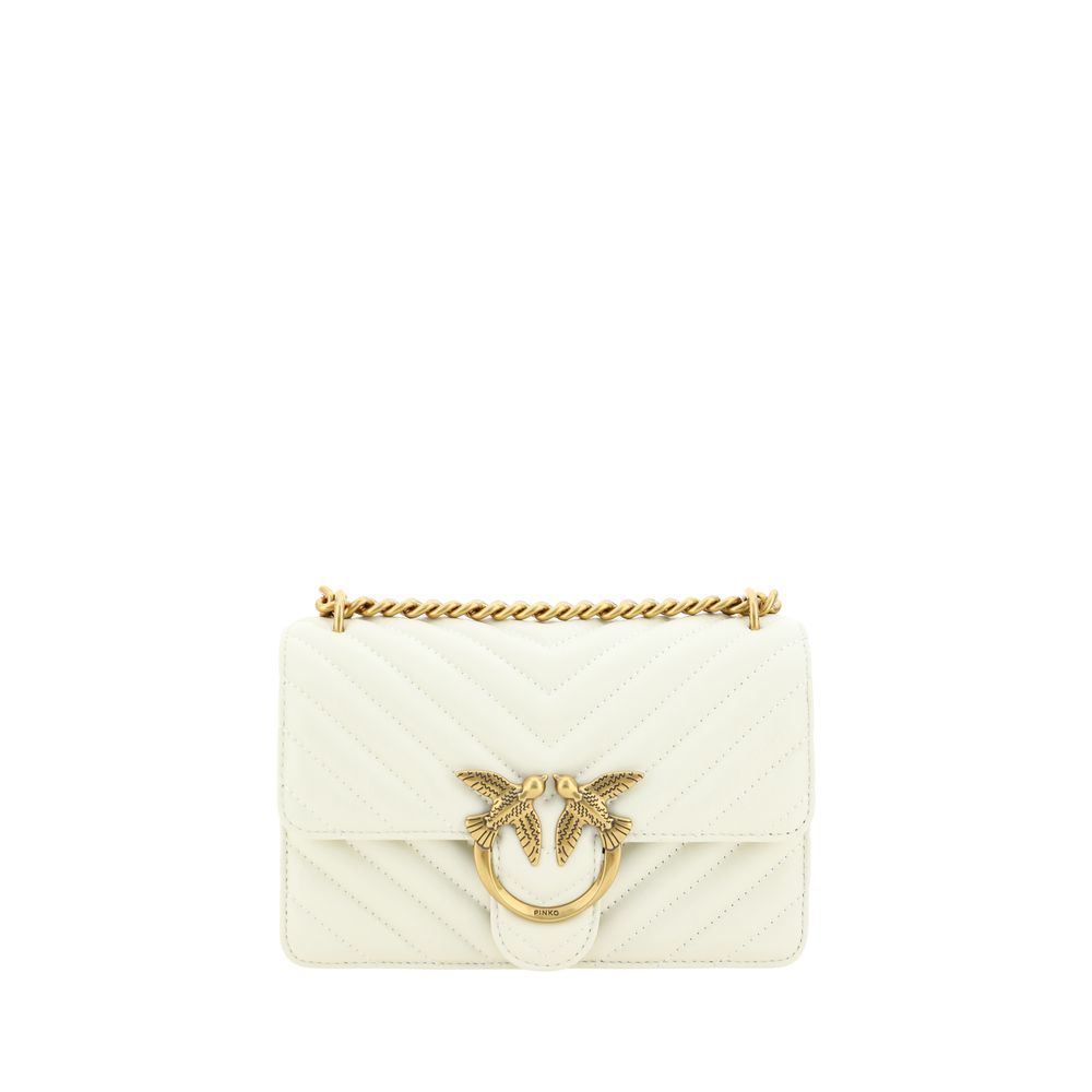 PINKO White Calf Leather Bos Taurus Shoulder Bag by PINKO