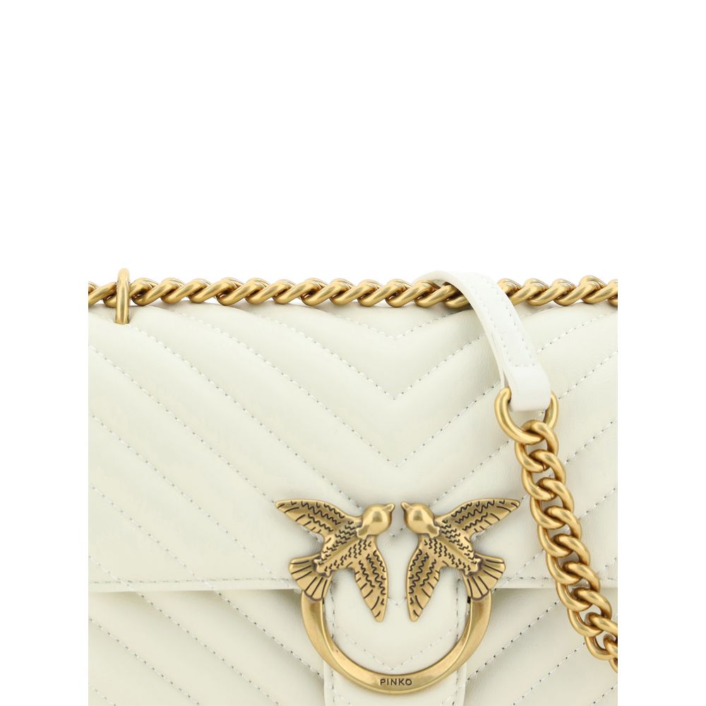 PINKO White Calf Leather Bos Taurus Shoulder Bag by PINKO