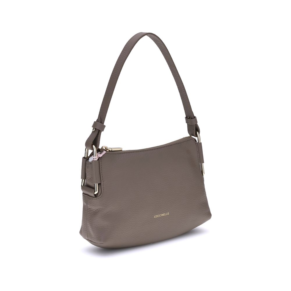 Coccinelle Gray Calf Leather Bos Taurus Shoulder Bag by Coccinelle