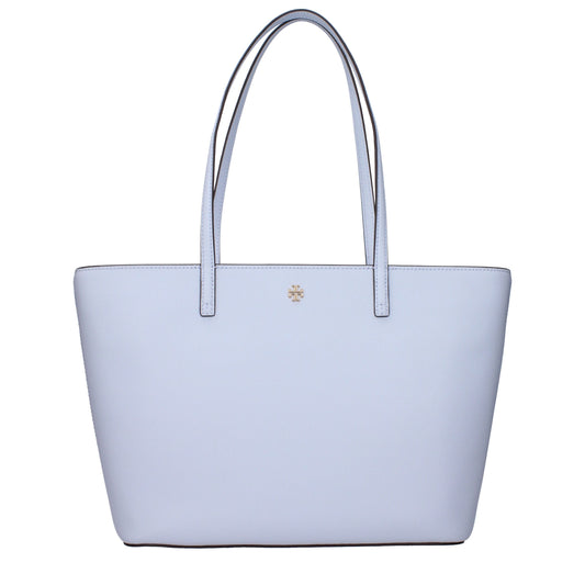 Light blue handbag with a visible brand logo on a white background