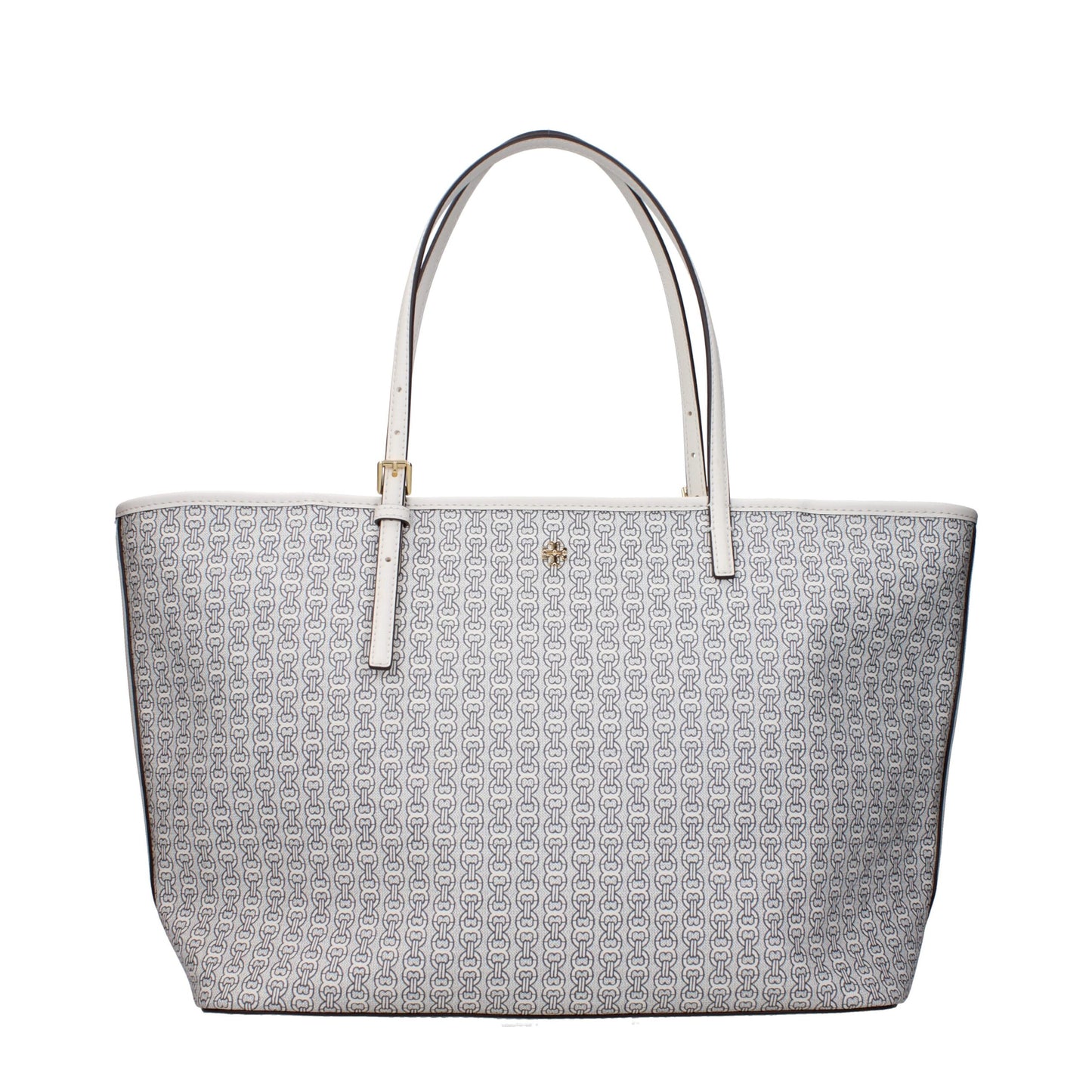 Gray tote bag with a subtle pattern on a white background