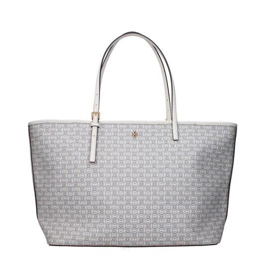 Gray tote bag with a subtle pattern on a white background