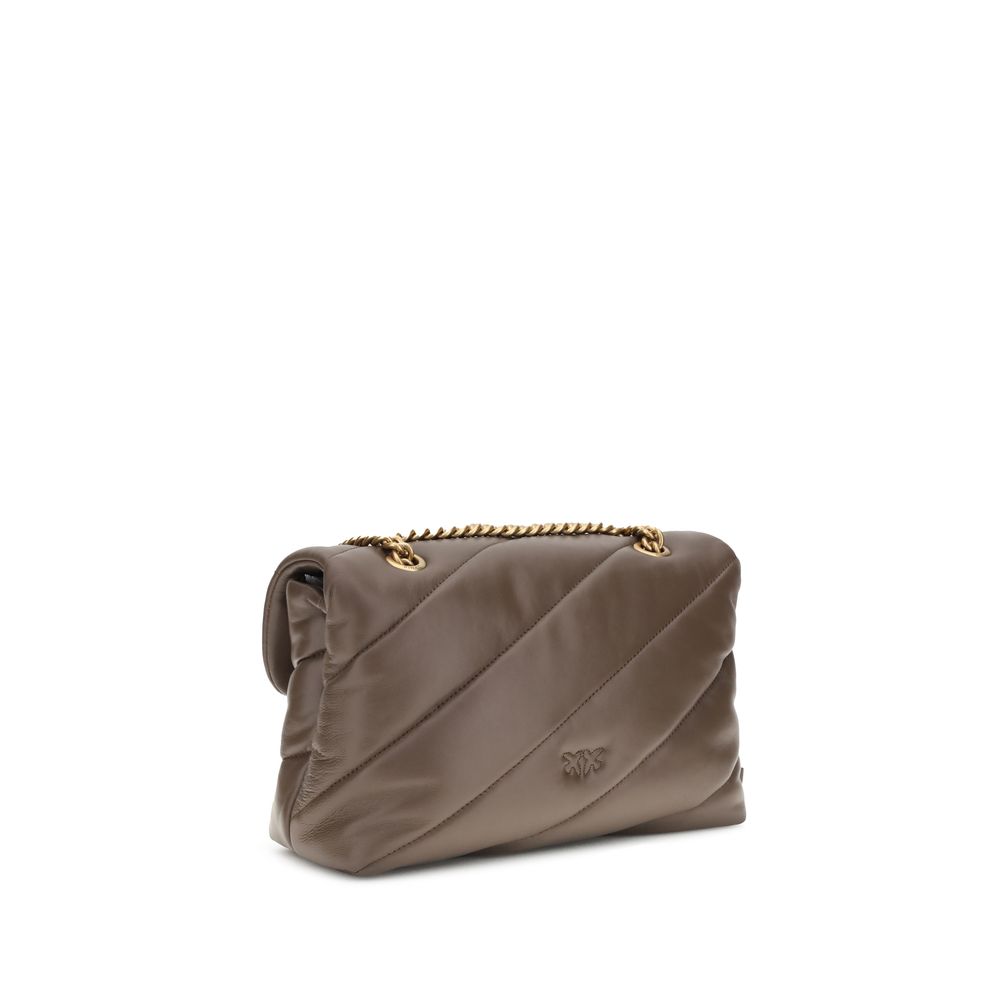 PINKO Brown Calf Leather Bos Taurus Shoulder Bag by PINKO