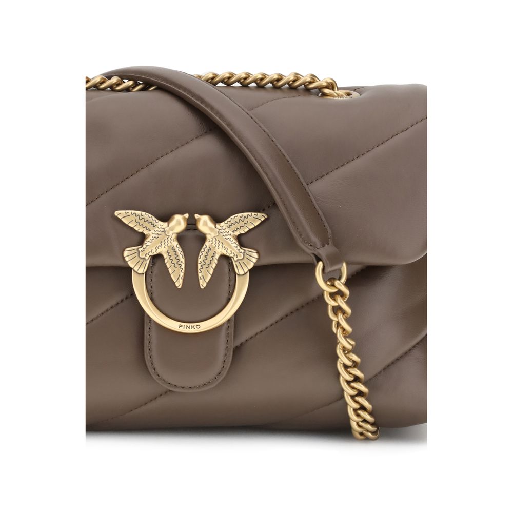 PINKO Brown Calf Leather Bos Taurus Shoulder Bag by PINKO