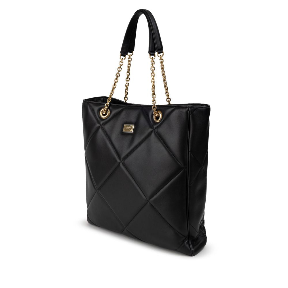 Dolce & Gabbana Matelassé Black Leather Tote