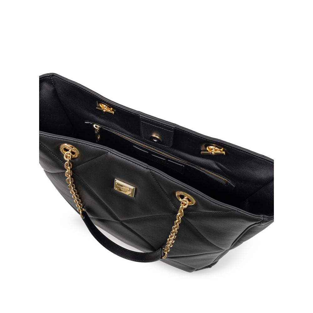 Dolce & Gabbana Matelassé Black Leather Tote