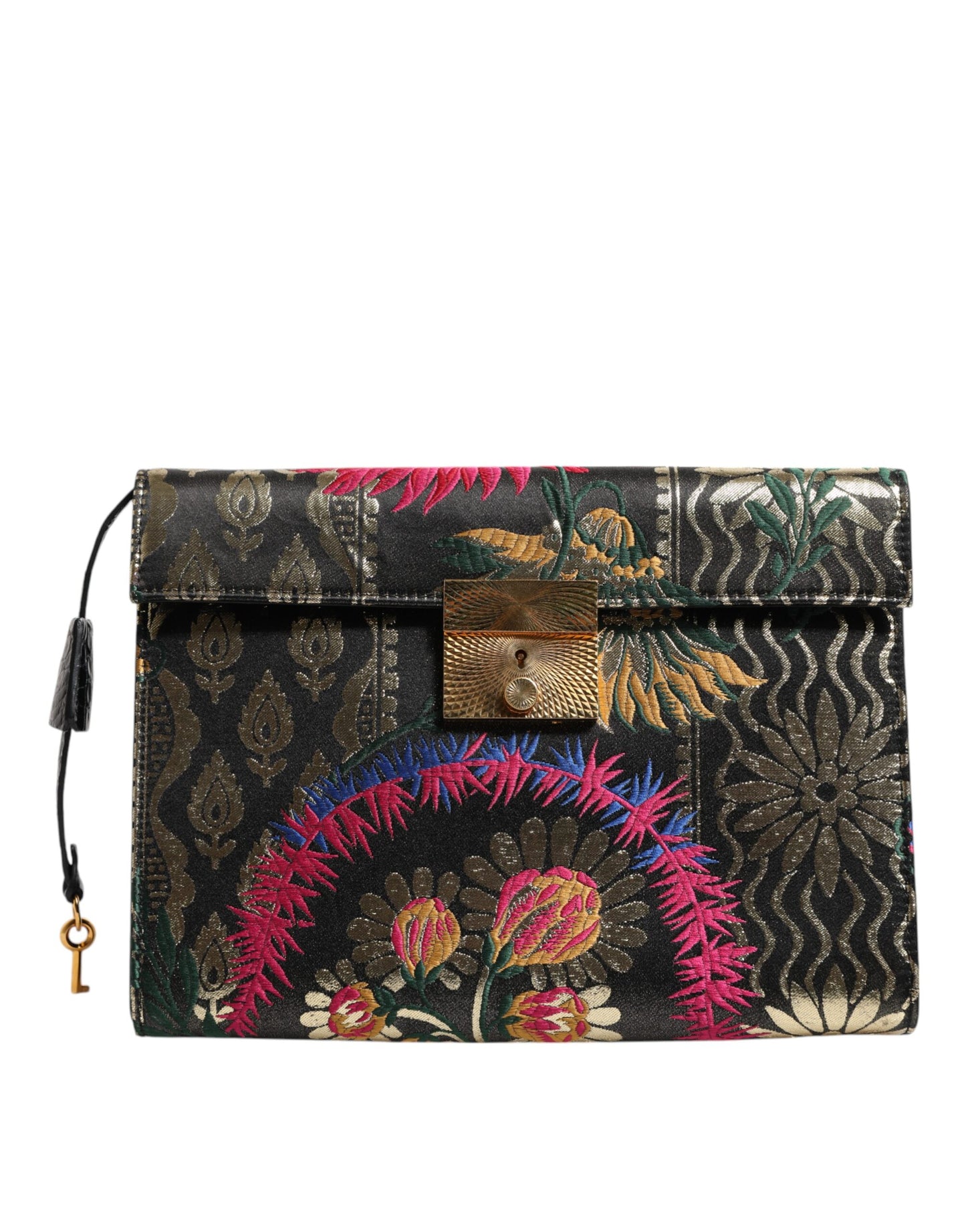 Dolce & Gabbana Multicolor Jacquard Floral Document Briefcase Bag by Dolce & Gabbana
