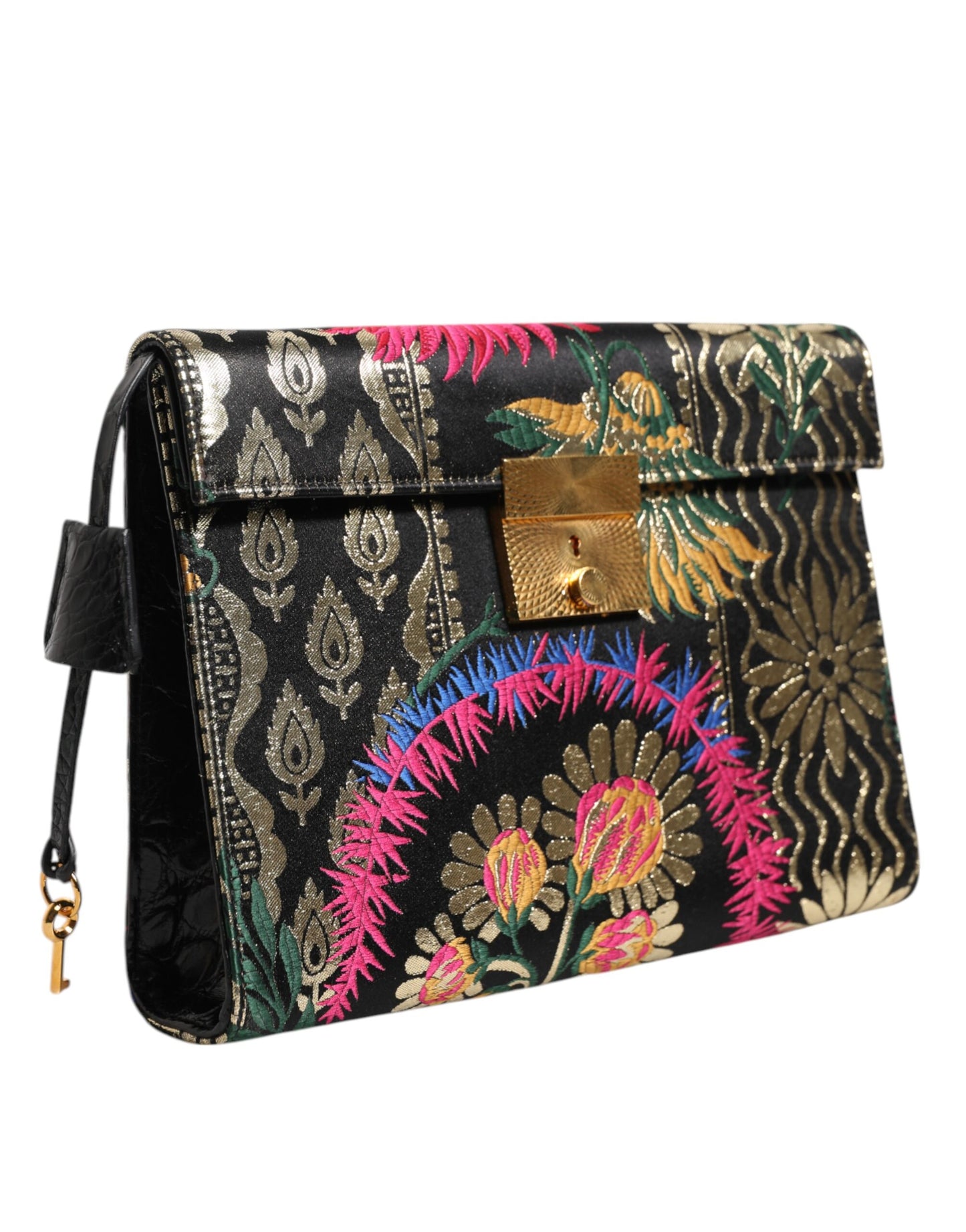 Dolce & Gabbana Multicolor Jacquard Floral Document Briefcase Bag by Dolce & Gabbana