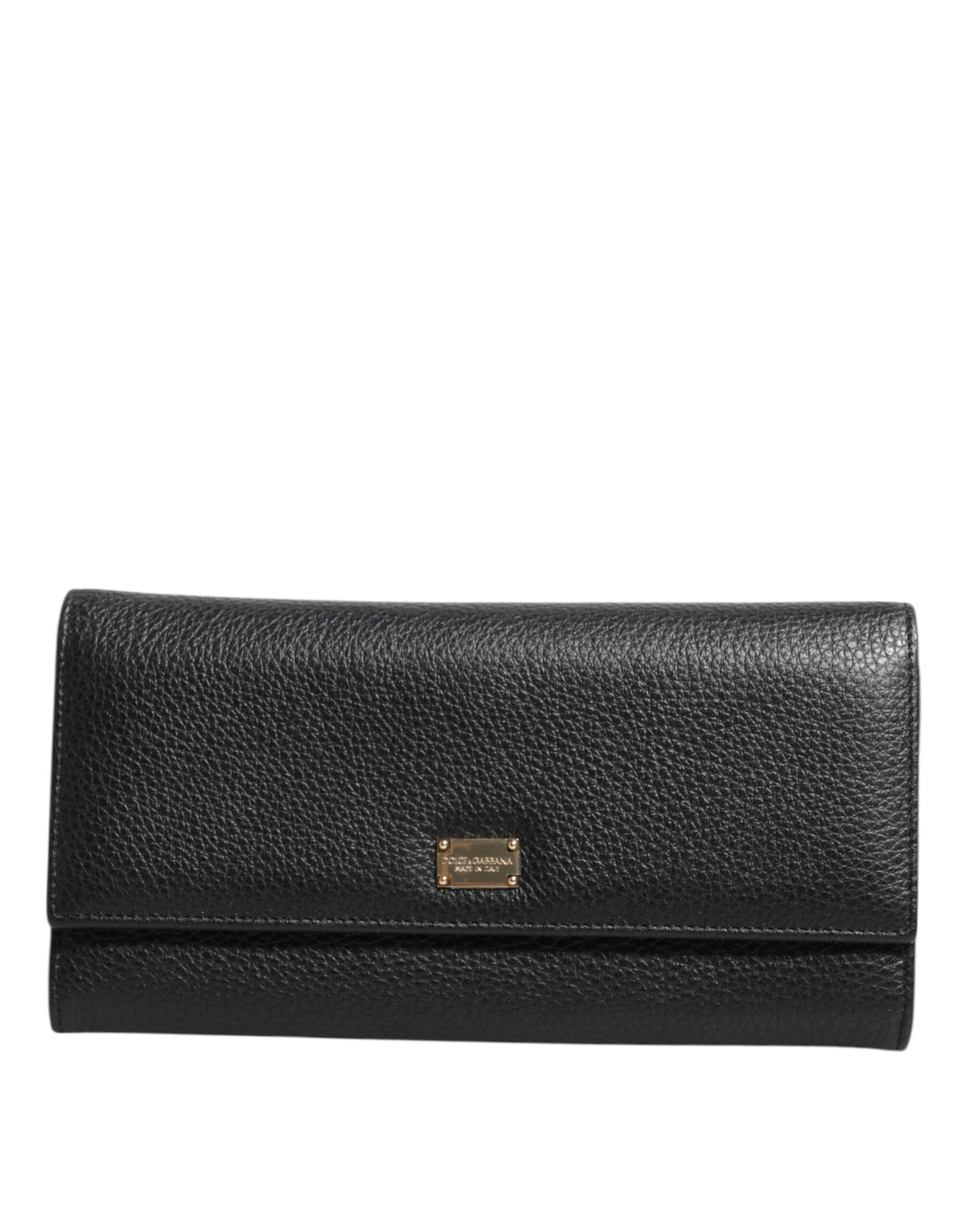 Dolce & Gabbana Black Leather Trifold Logo Plaque Card Holder Wallet by Dolce & Gabbana