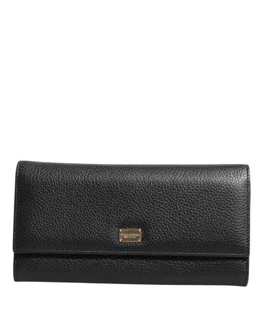 Dolce & Gabbana Black Leather Trifold Logo Plaque Card Holder Wallet by Dolce & Gabbana