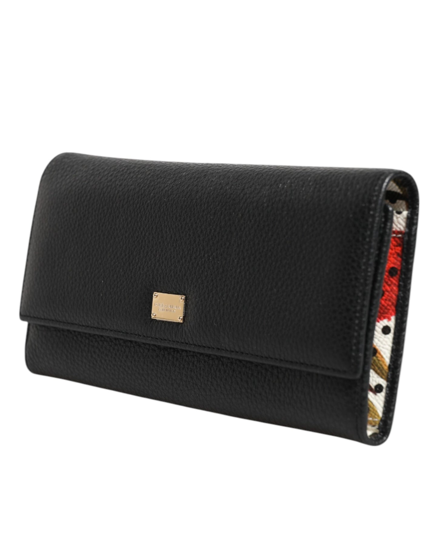 Dolce & Gabbana Black Leather Trifold Logo Plaque Card Holder Wallet by Dolce & Gabbana