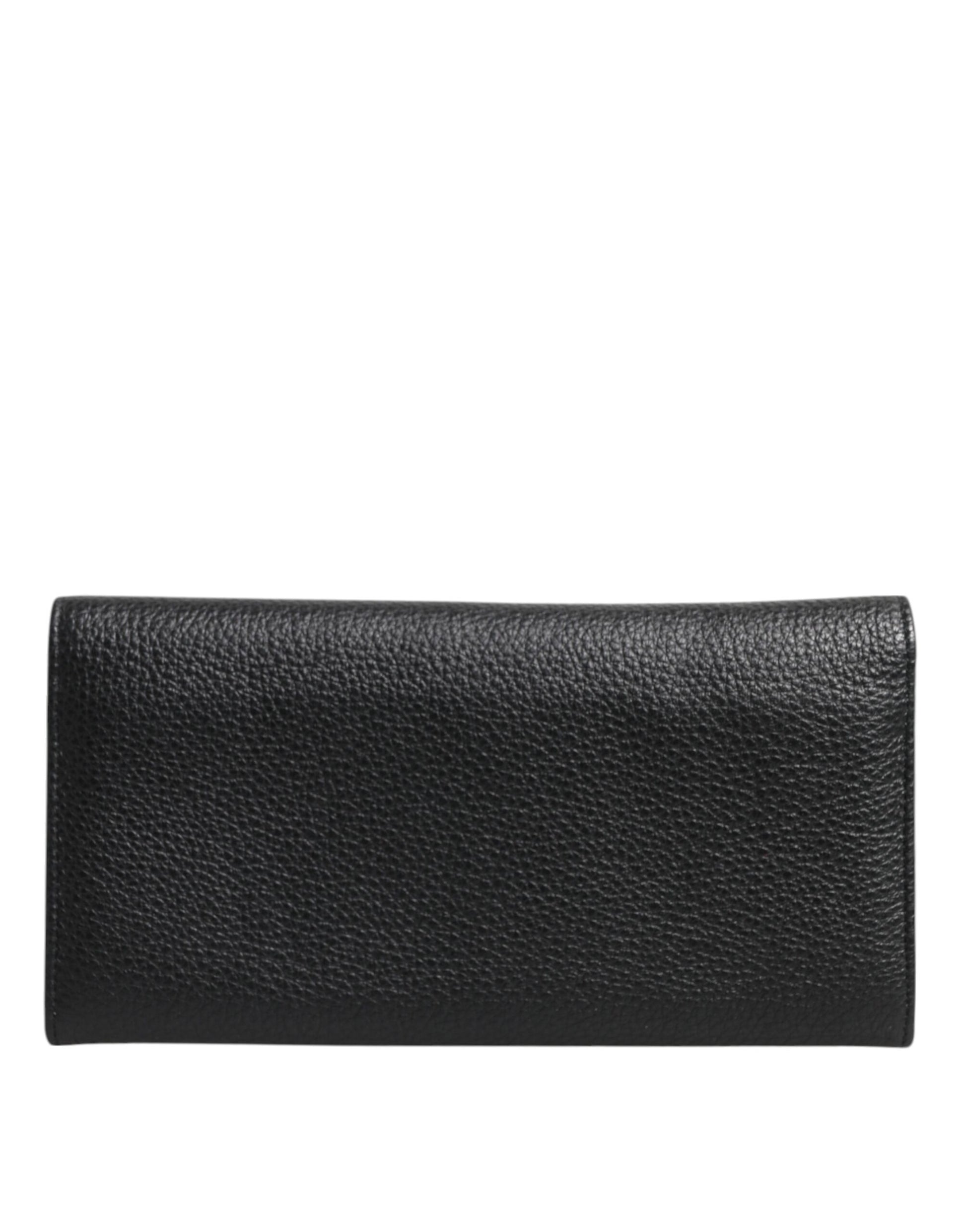 Dolce & Gabbana Black Leather Trifold Logo Plaque Card Holder Wallet by Dolce & Gabbana