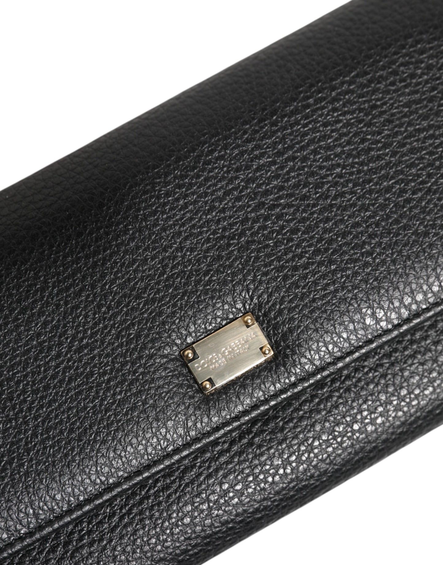 Dolce & Gabbana Black Leather Trifold Logo Plaque Card Holder Wallet by Dolce & Gabbana
