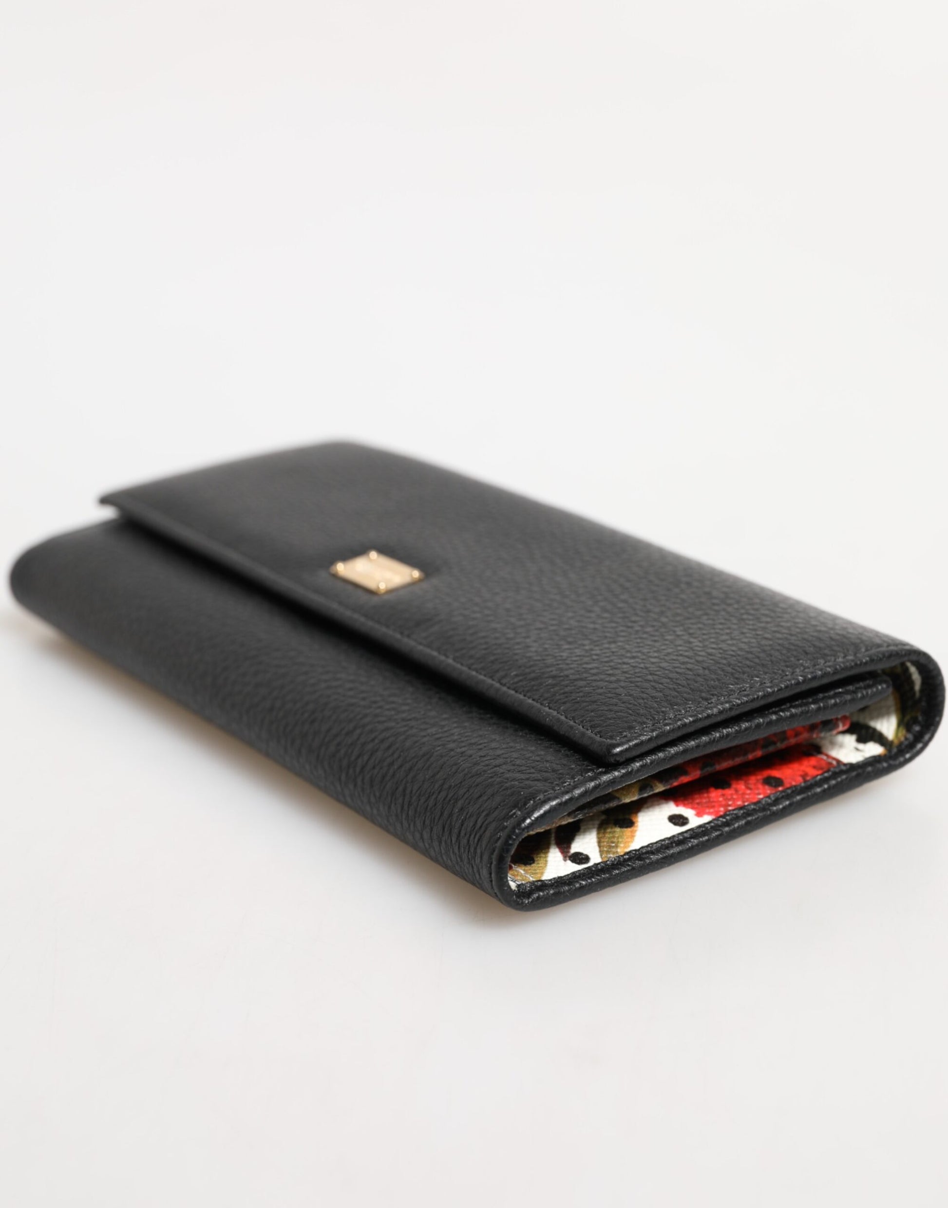 Dolce & Gabbana Black Leather Trifold Logo Plaque Card Holder Wallet by Dolce & Gabbana