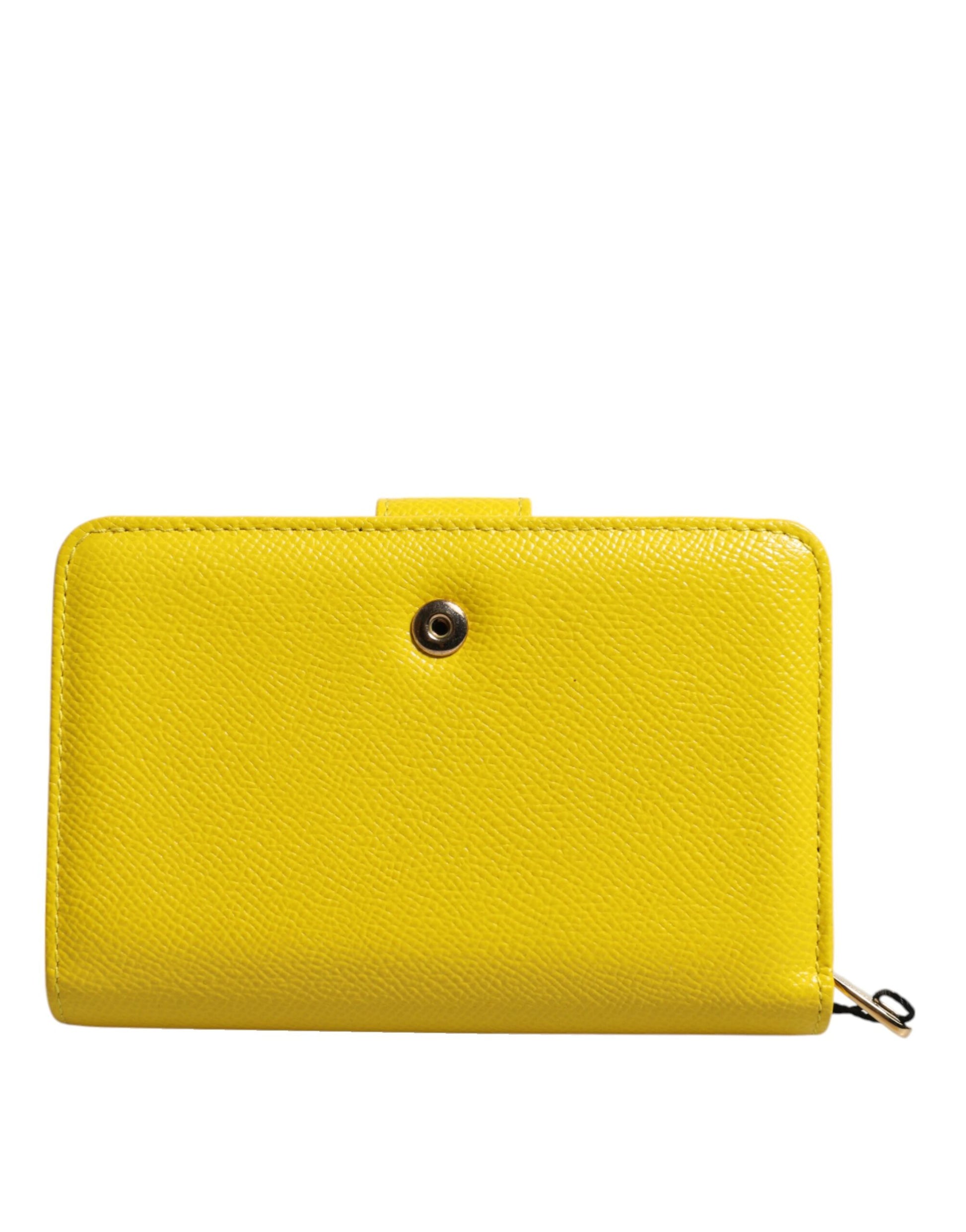 Dolce & Gabbana Yellow Leather Bifold Continental Clutch Wallet by Dolce & Gabbana