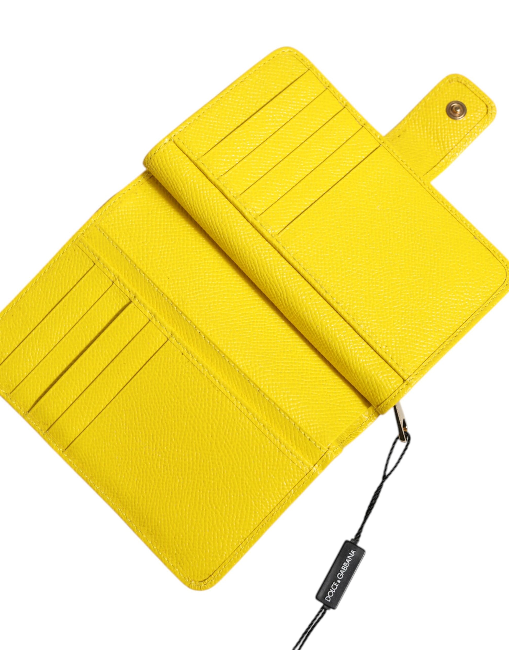 Dolce & Gabbana Yellow Leather Bifold Continental Clutch Wallet by Dolce & Gabbana