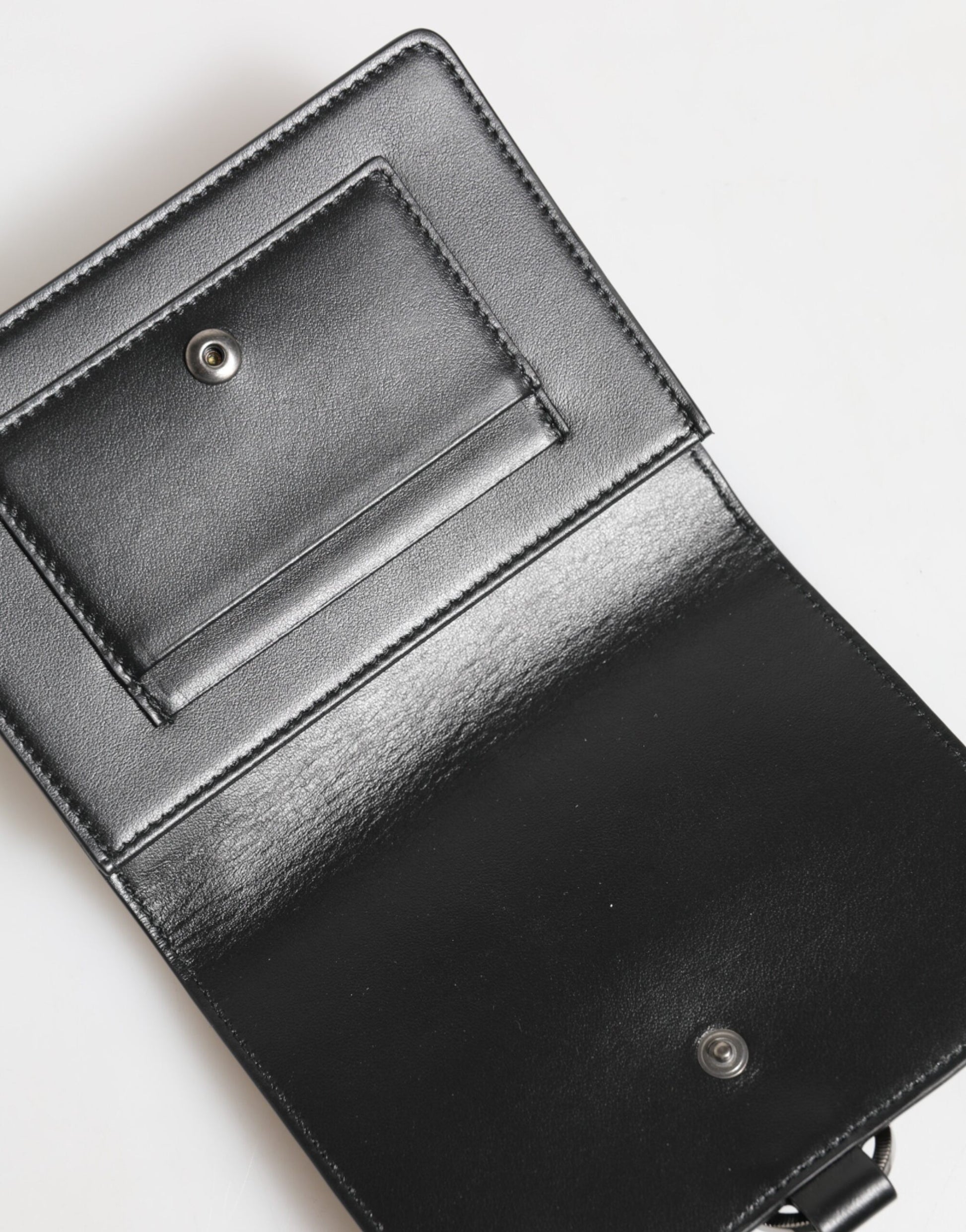 Dolce & Gabbana Black Leather Crystal Embellished Card Holder Wallet by Dolce & Gabbana