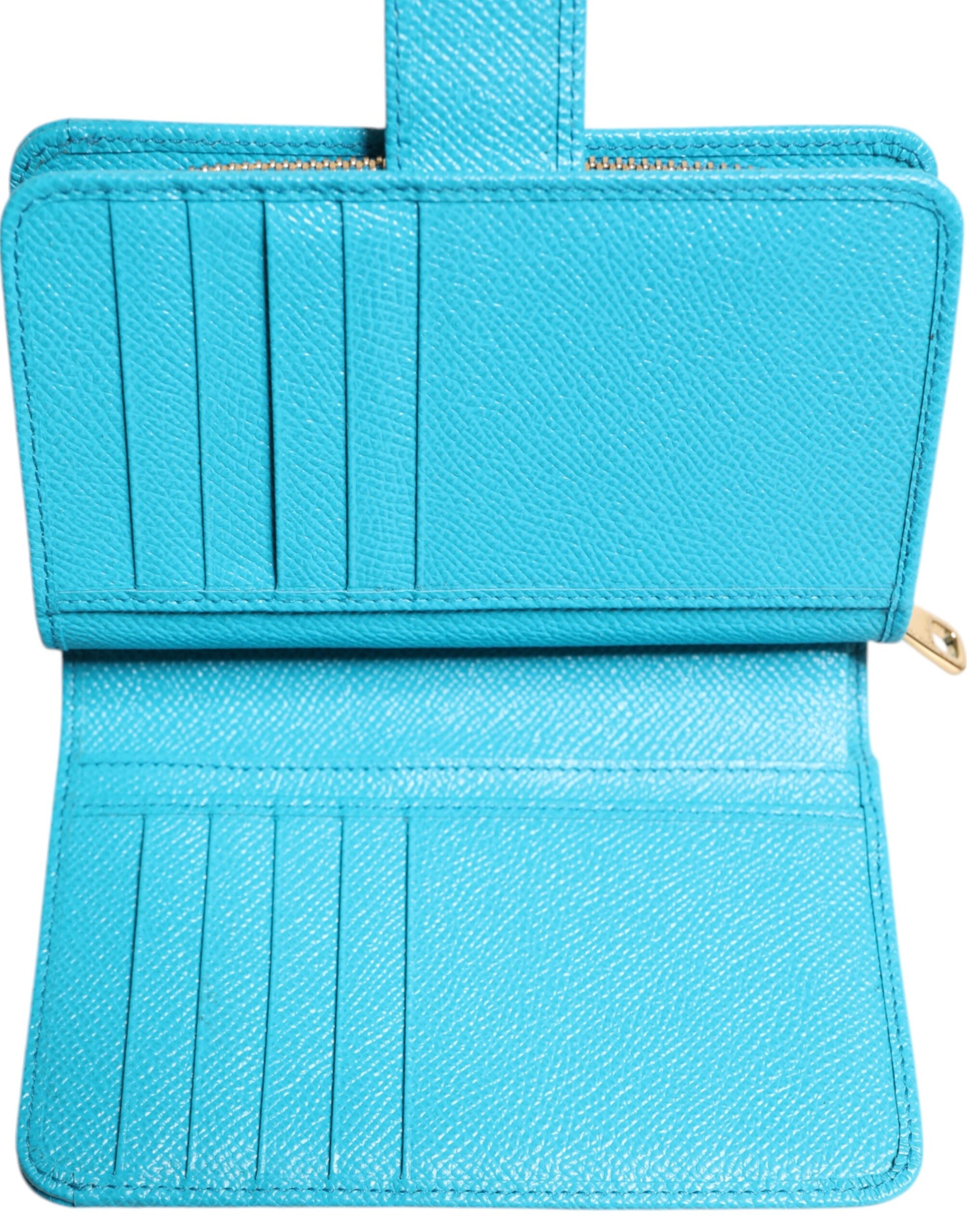 Dolce & Gabbana Light Blue Leather Bifold Continental Clutch Wallet by Dolce & Gabbana