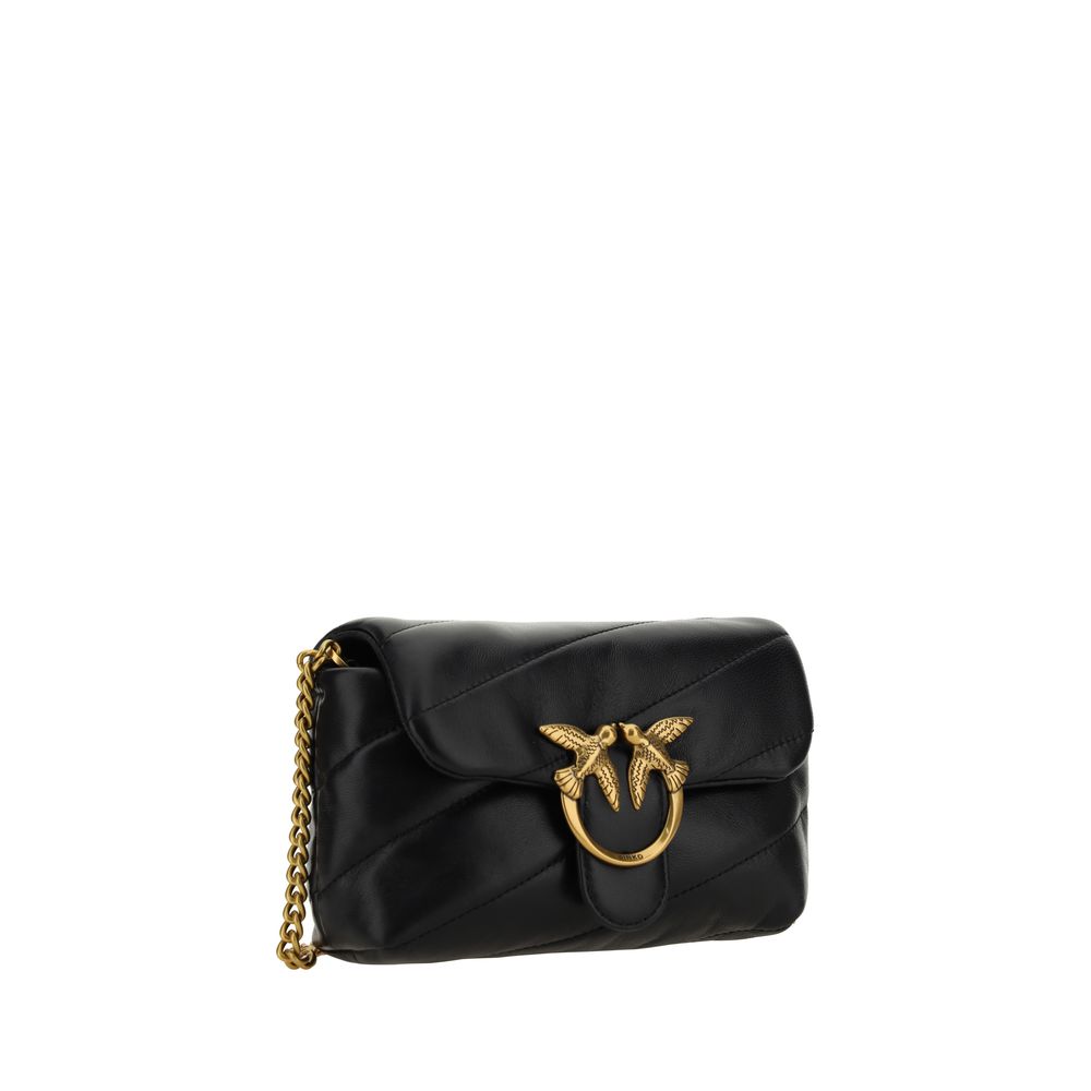 PINKO Black Calf Leather Bos Taurus Shoulder Bag by PINKO
