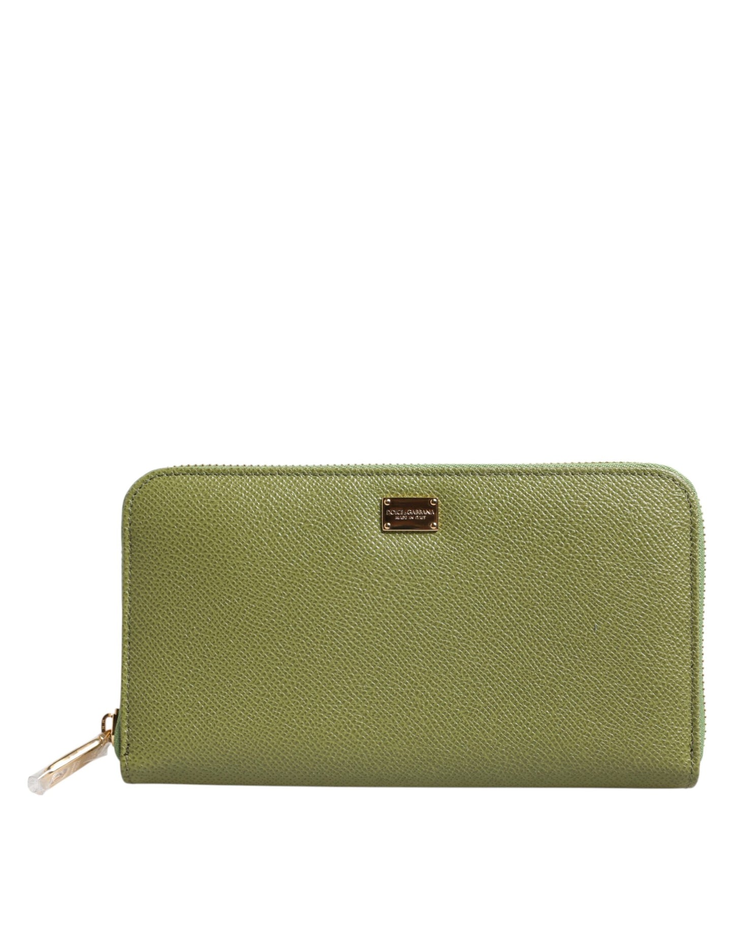 Dolce & Gabbana Green Leather Logo Plaque Zip Around Continenta Wallet by Dolce & Gabbana