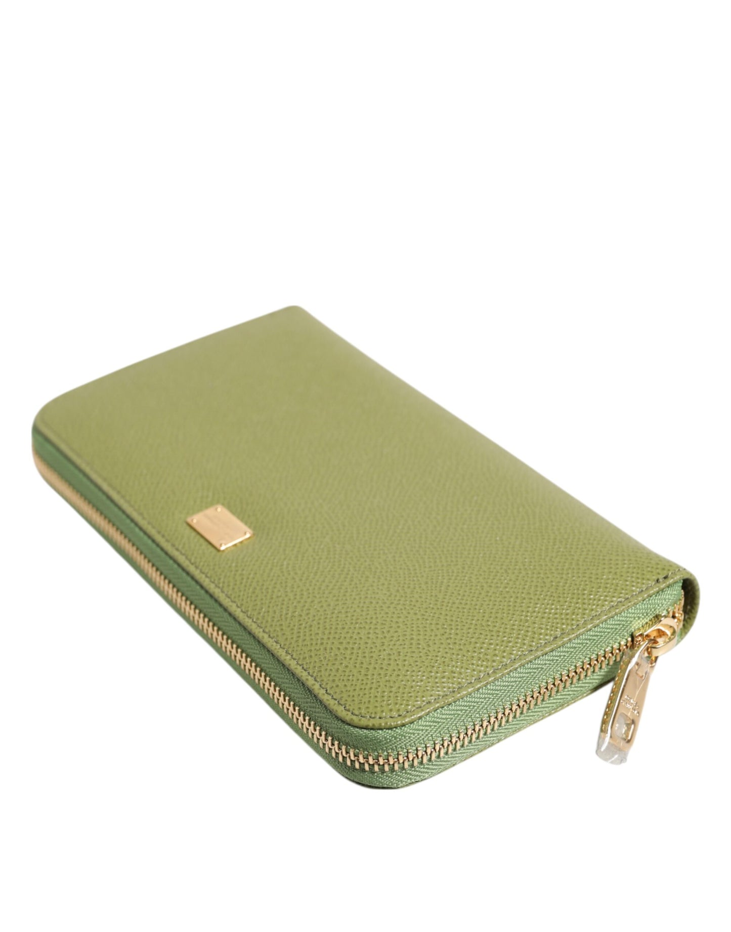 Dolce & Gabbana Green Leather Logo Plaque Zip Around Continenta Wallet by Dolce & Gabbana