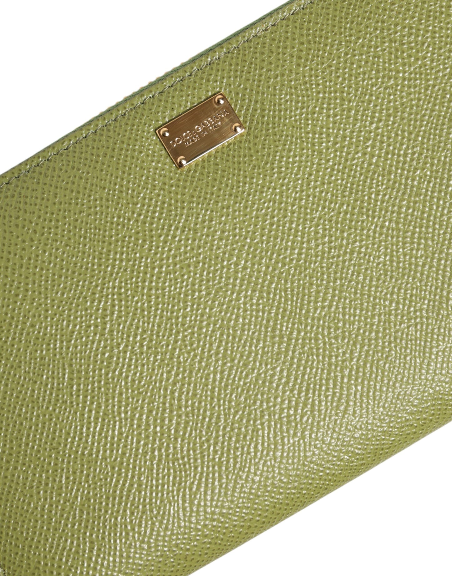 Dolce & Gabbana Green Leather Logo Plaque Zip Around Continenta Wallet by Dolce & Gabbana