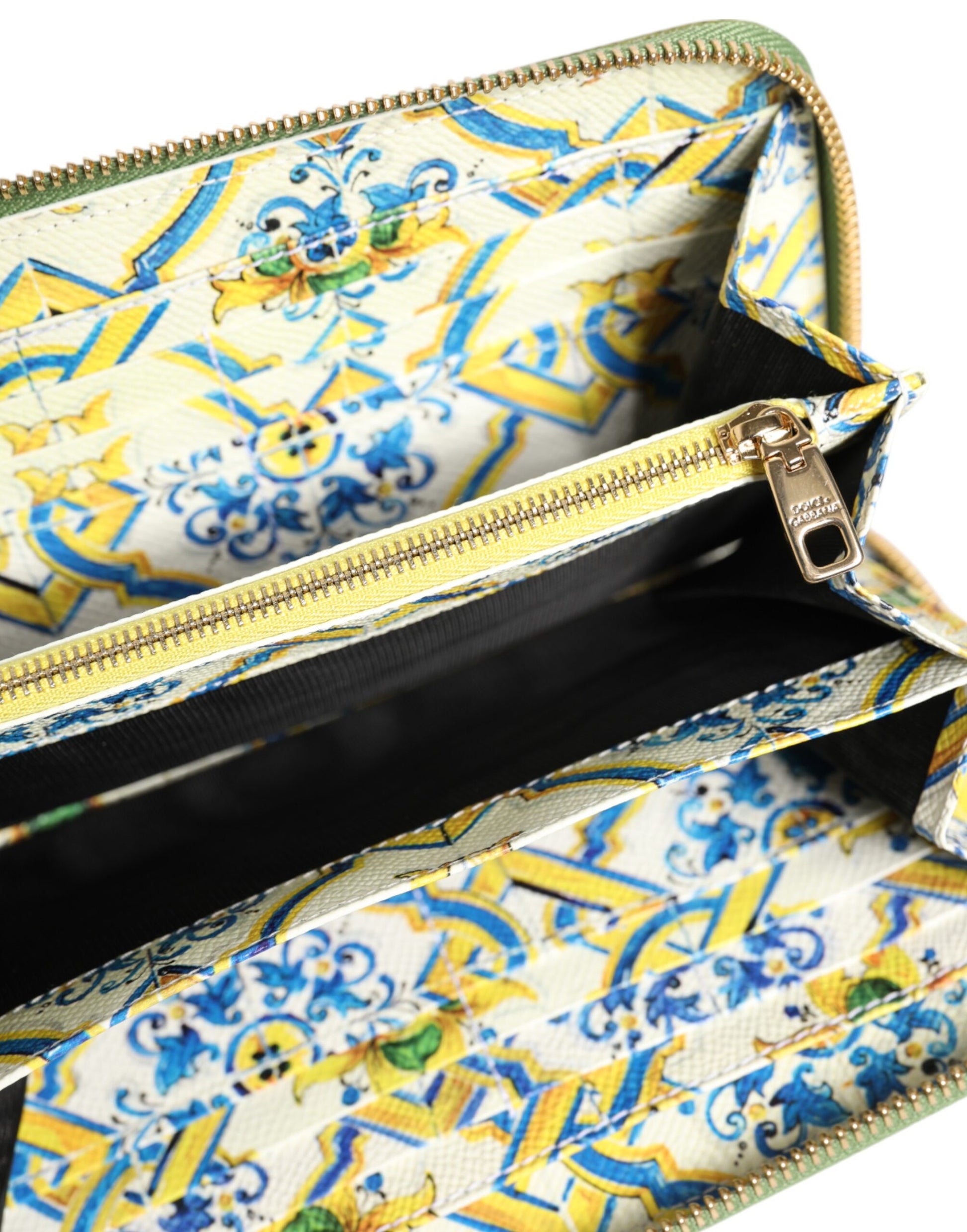 Dolce & Gabbana Green Leather Logo Plaque Zip Around Continenta Wallet by Dolce & Gabbana