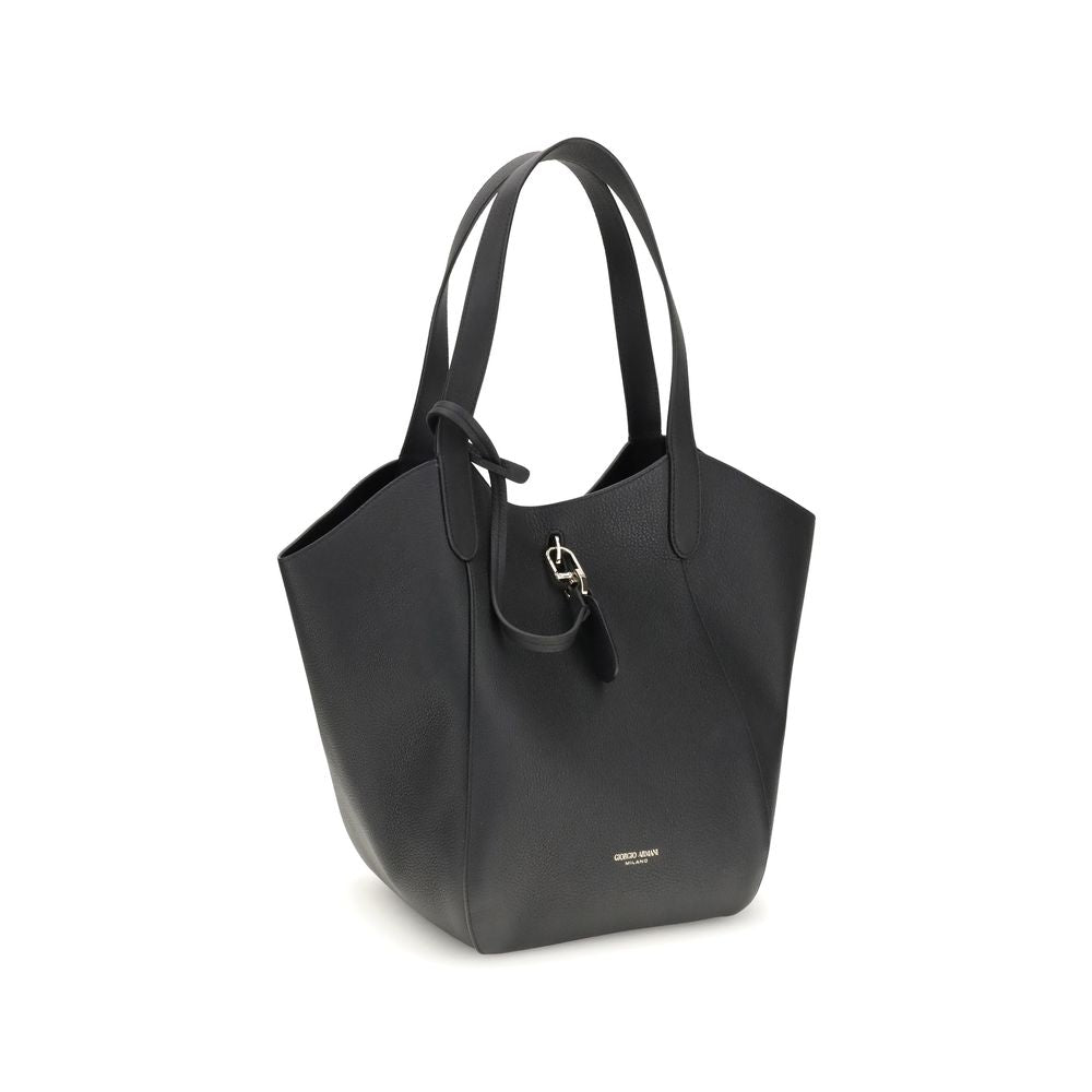 Giorgio Armani Black Calf Leather Bos Taurus Handbag by Giorgio Armani