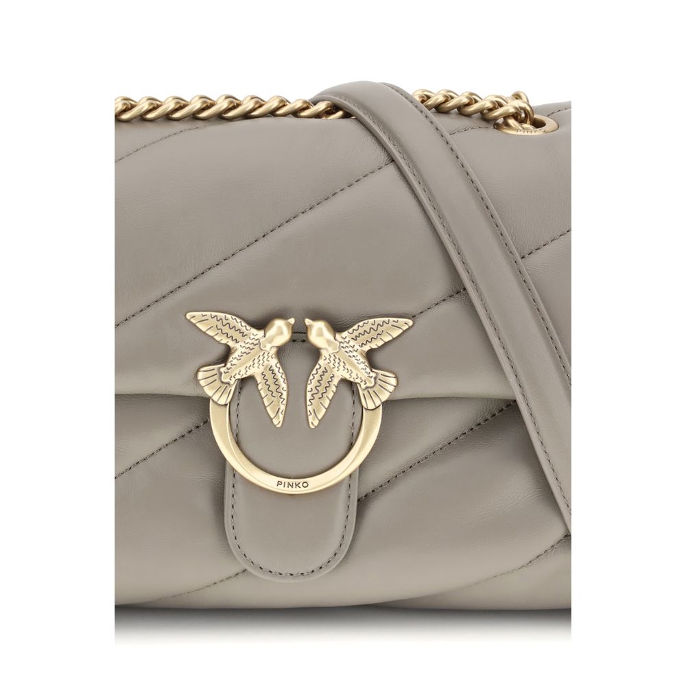 PINKO Gray Calf Leather Bos Taurus Shoulder Bag by PINKO