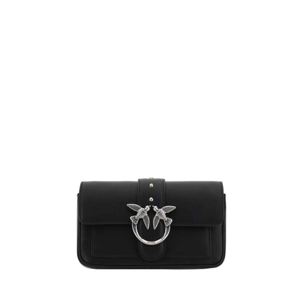 PINKO Black Calf Leather Bos Taurus Shoulder Bag by PINKO
