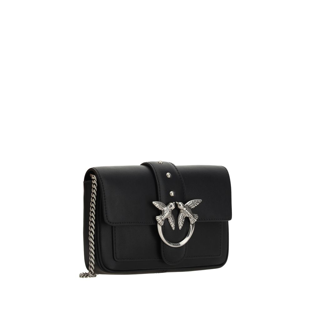 PINKO Black Calf Leather Bos Taurus Shoulder Bag by PINKO