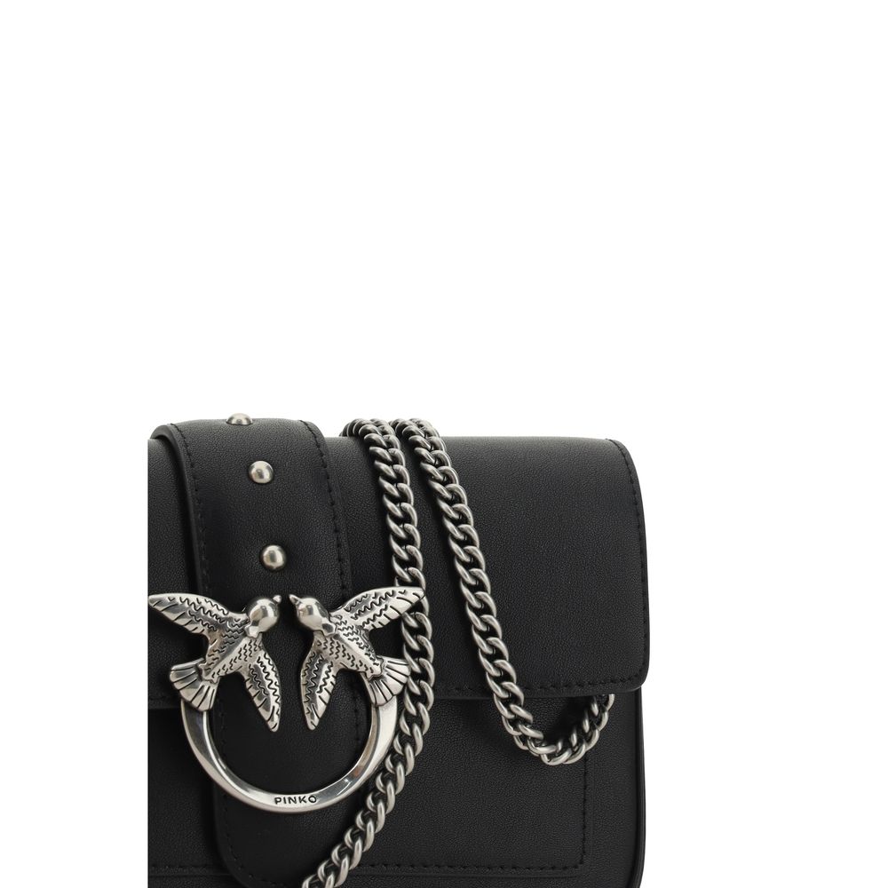 PINKO Black Calf Leather Bos Taurus Shoulder Bag by PINKO