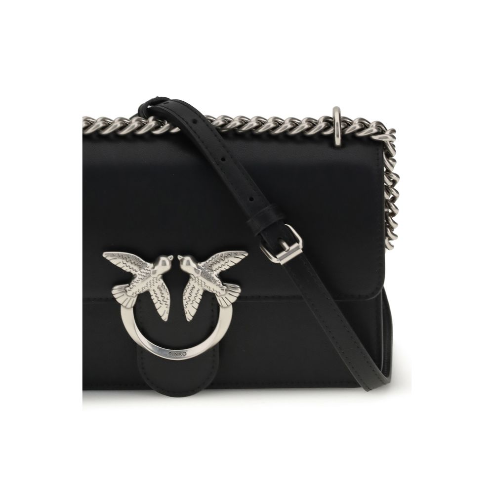 PINKO Black Calf Leather Bos Taurus Shoulder Bag by PINKO