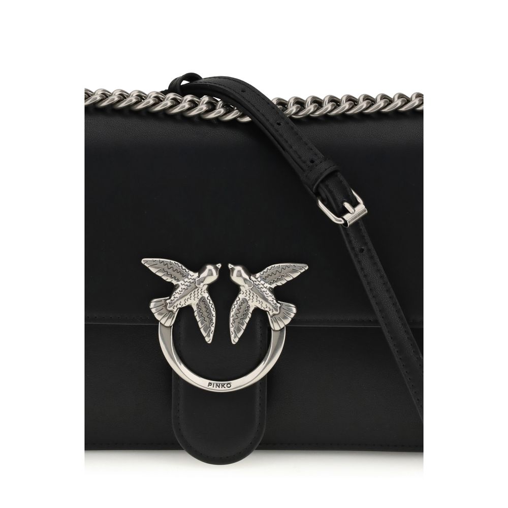 PINKO Black Calf Leather Bos Taurus Shoulder Bag by PINKO