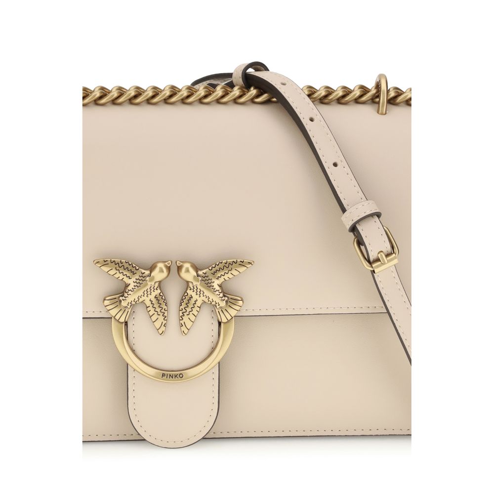 PINKO Beige Calf Leather Bos Taurus Shoulder Bag by PINKO