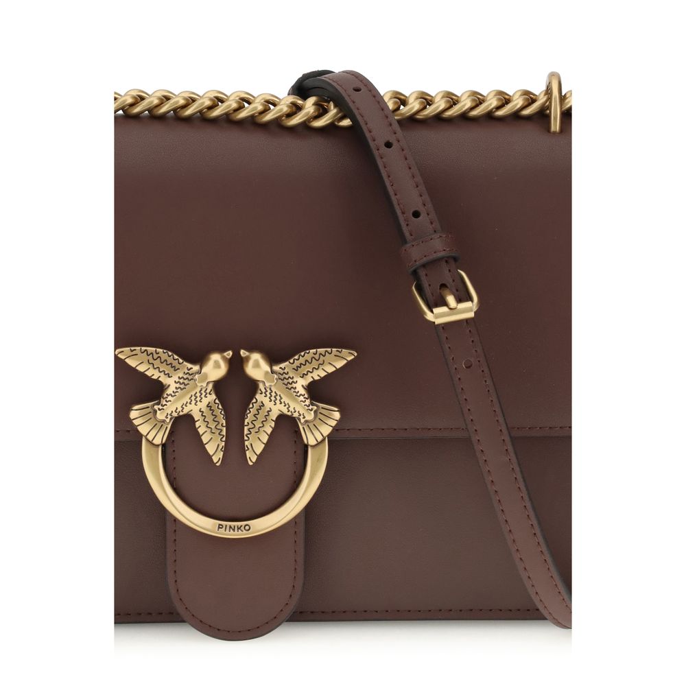 PINKO Brown Calf Leather Bos Taurus Shoulder Bag by PINKO