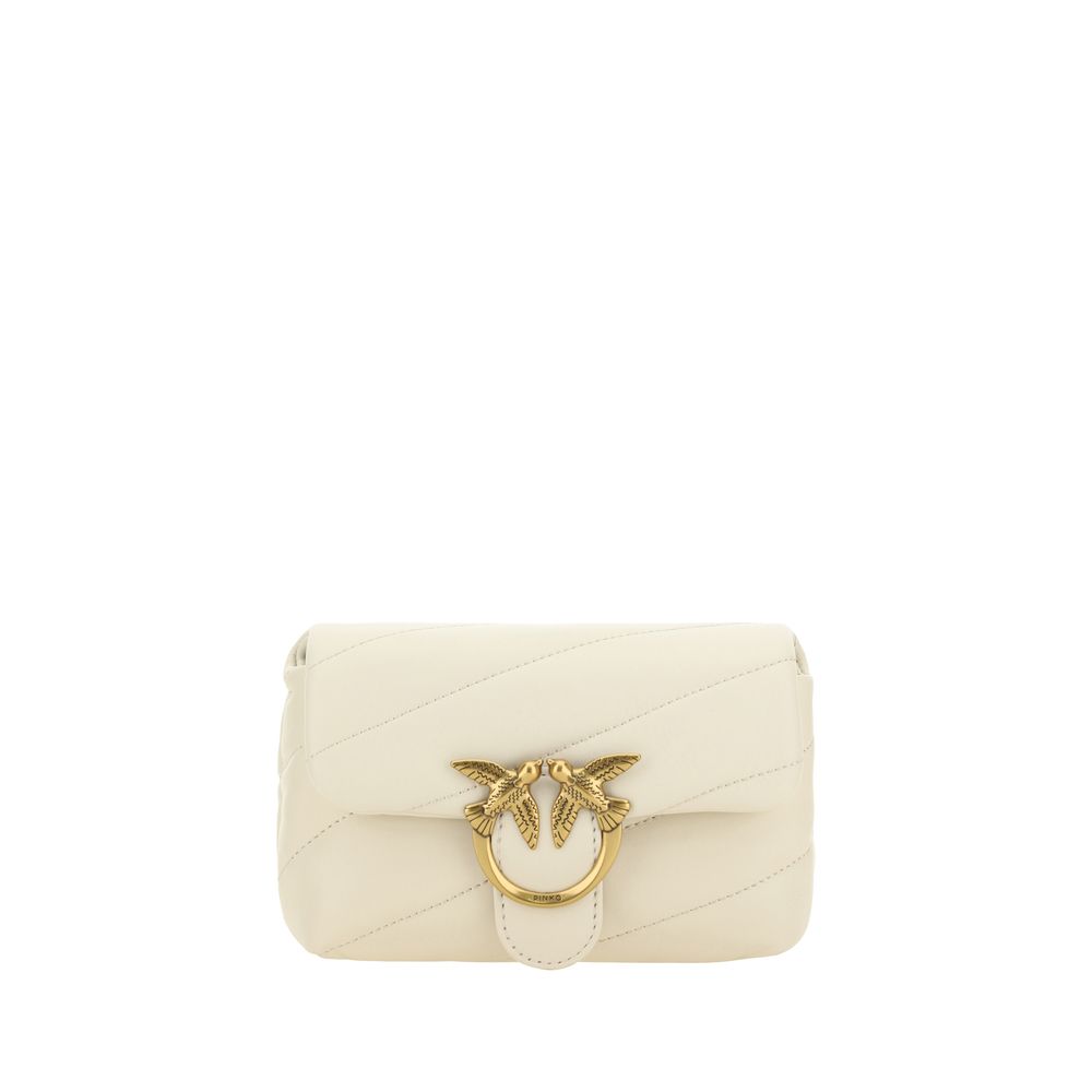 PINKO White Calf Leather Bos Taurus Shoulder Bag by PINKO