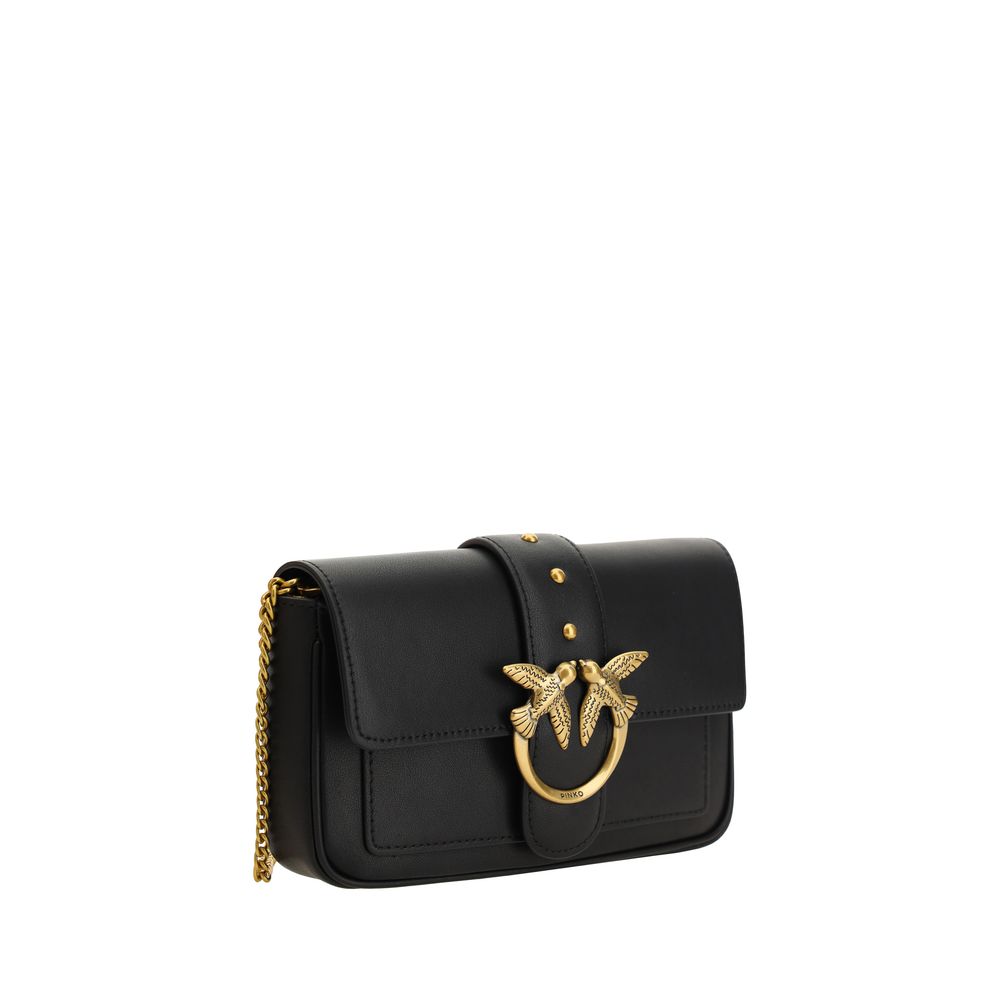 PINKO Black Calf Leather Bos Taurus Shoulder Bag by PINKO